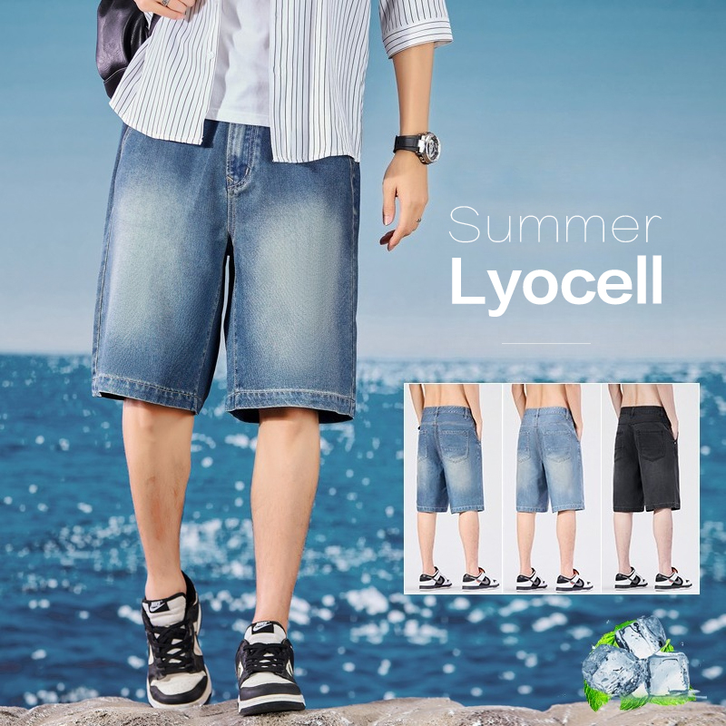 Men Shoes Joggers - Summer Thin Men's Denim Shorts Lyocell