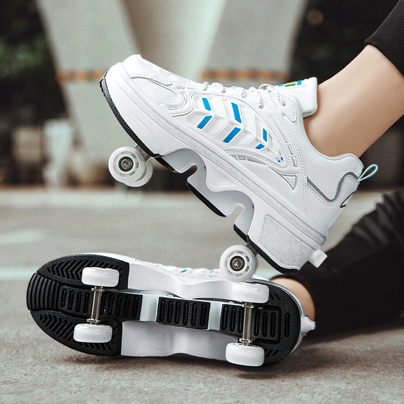 4 Wheels Retractable Roller Sk - Men Shoes Sneakers 评论和价格