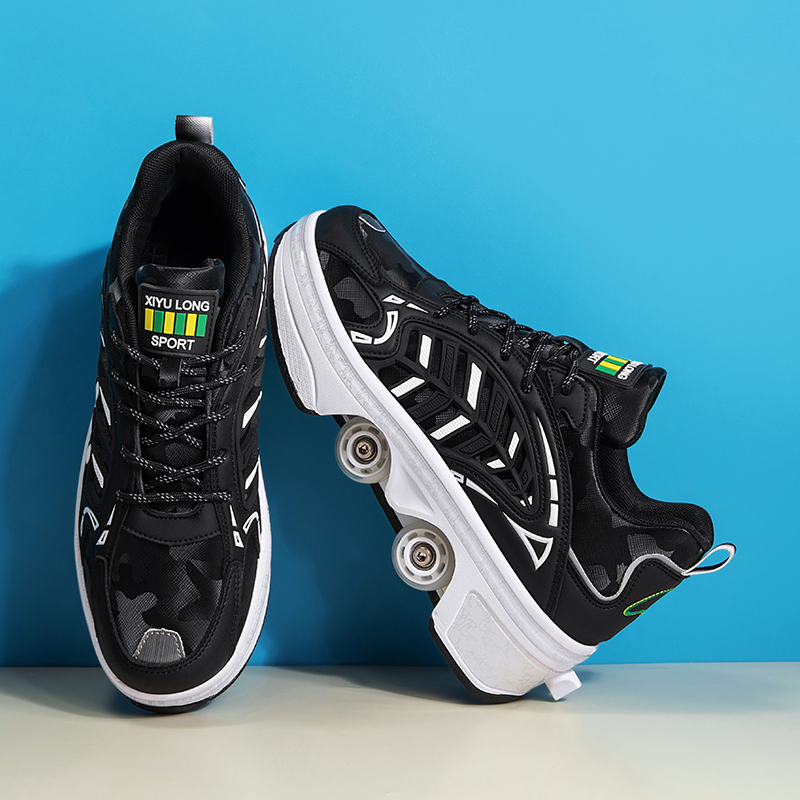 4 Wheels Retractable Roller Sk - Men Shoes Sneakers 评论和价格