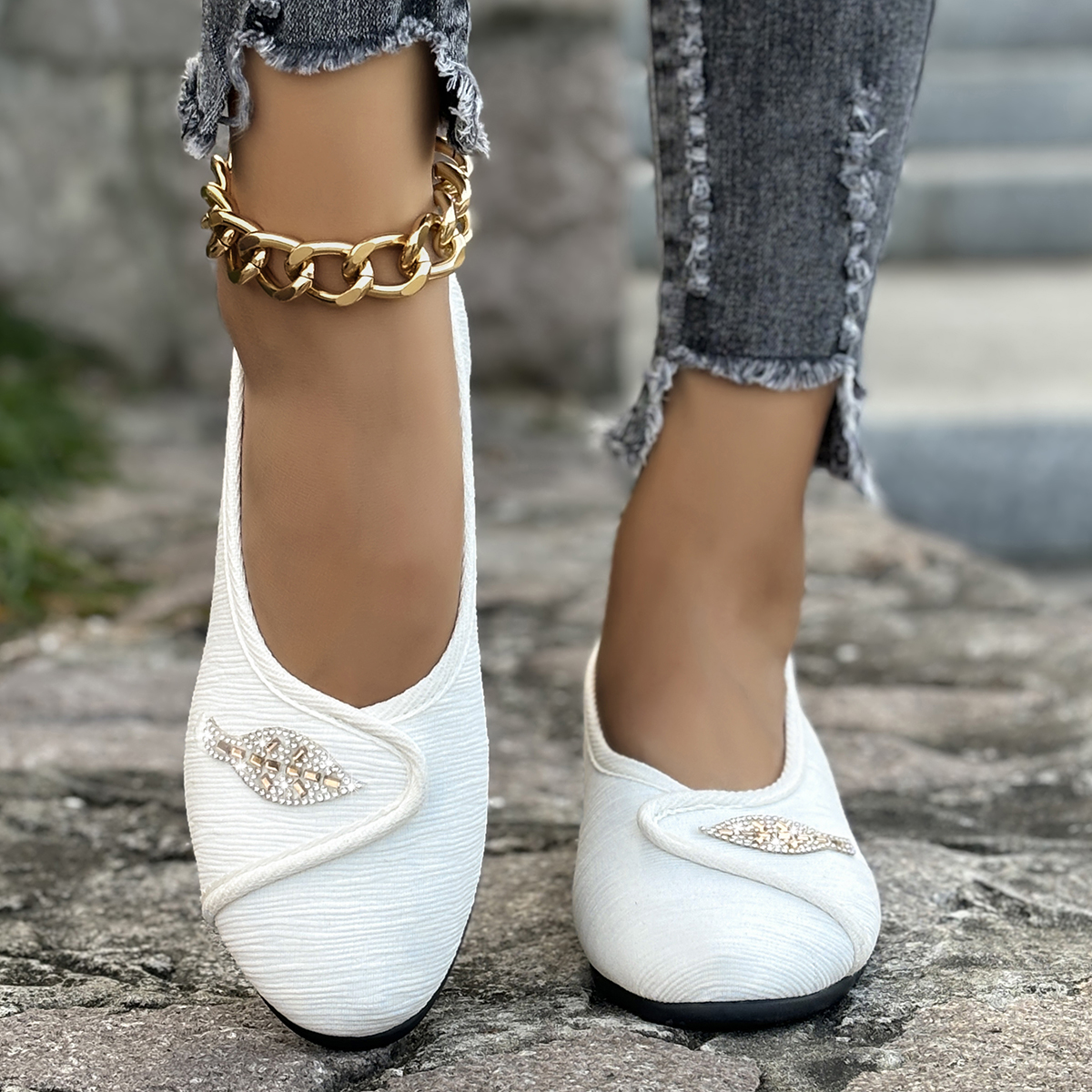 Women's Elegant Rhinestone Fla - Men'S Shoes Slip On 评论和价格
