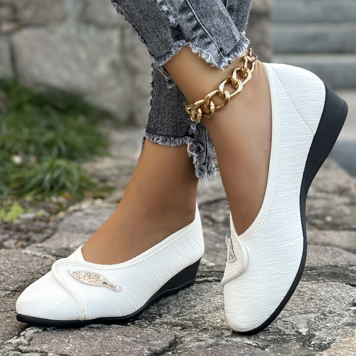 Women's Elegant Rhinestone Fla - Men'S Shoes Slip On 评论和价格