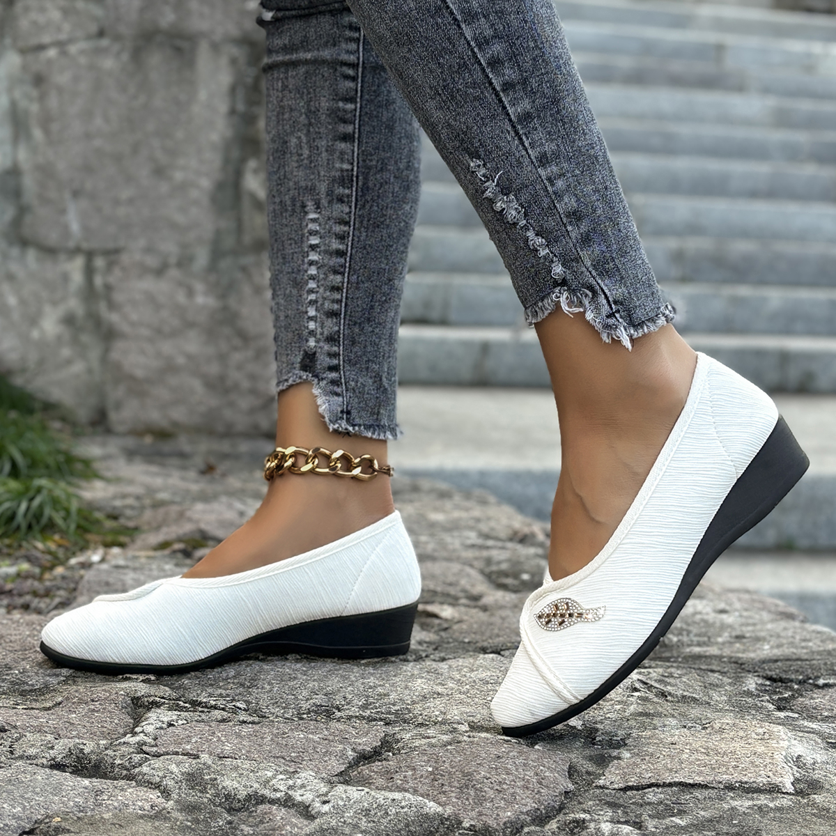 Women's Elegant Rhinestone Fla - Men'S Shoes Slip On 评论和价格