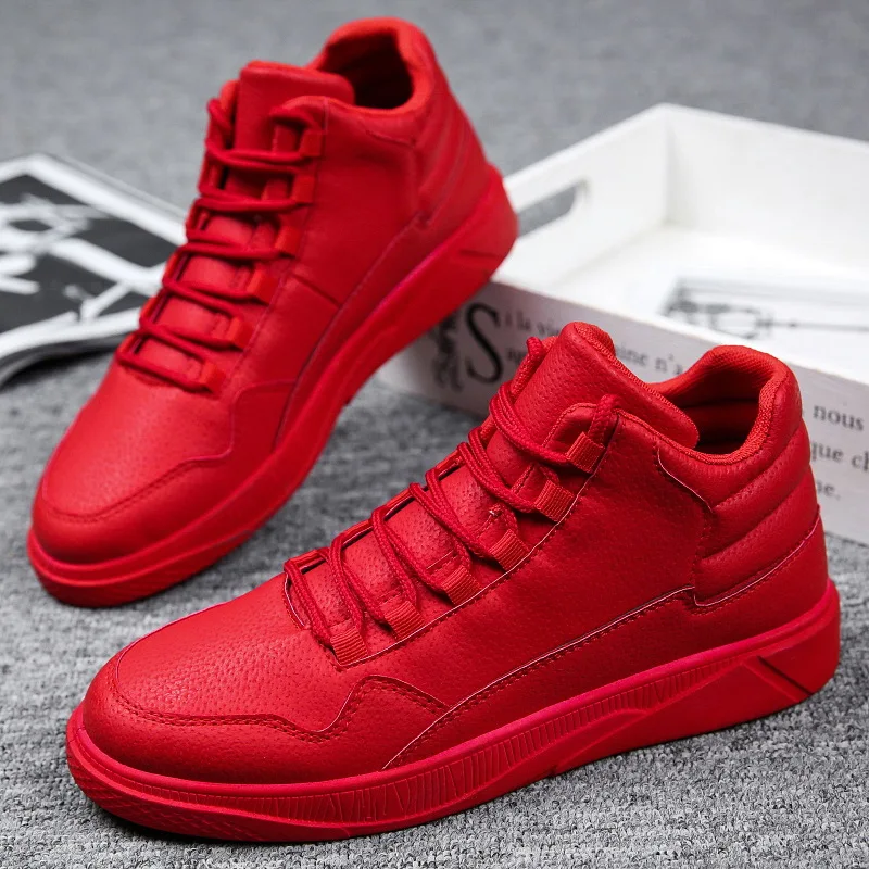 Keep Warm Men's Red High-Top L - Boat Shoe Leather 评论和价格