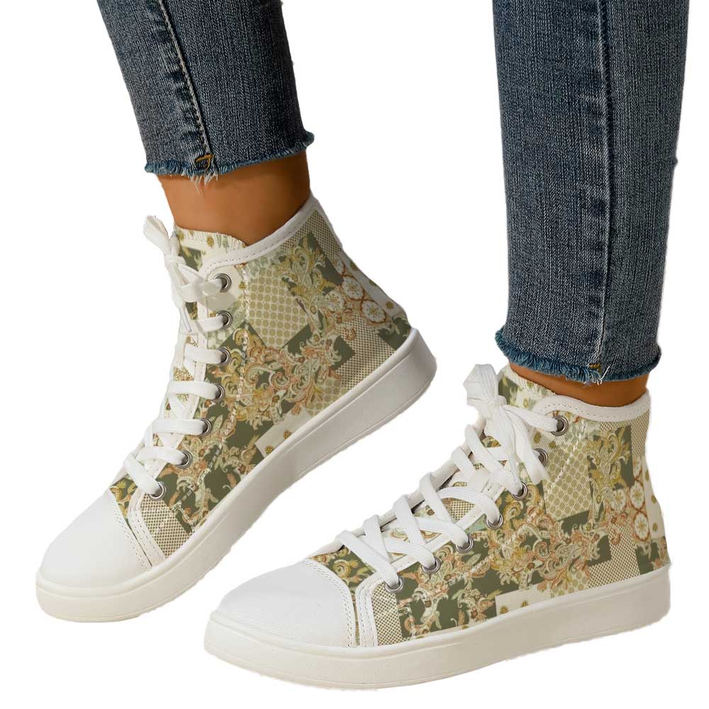 Women's Vintage Baroque Patchw - Canvas Sneaker High 评论和价格