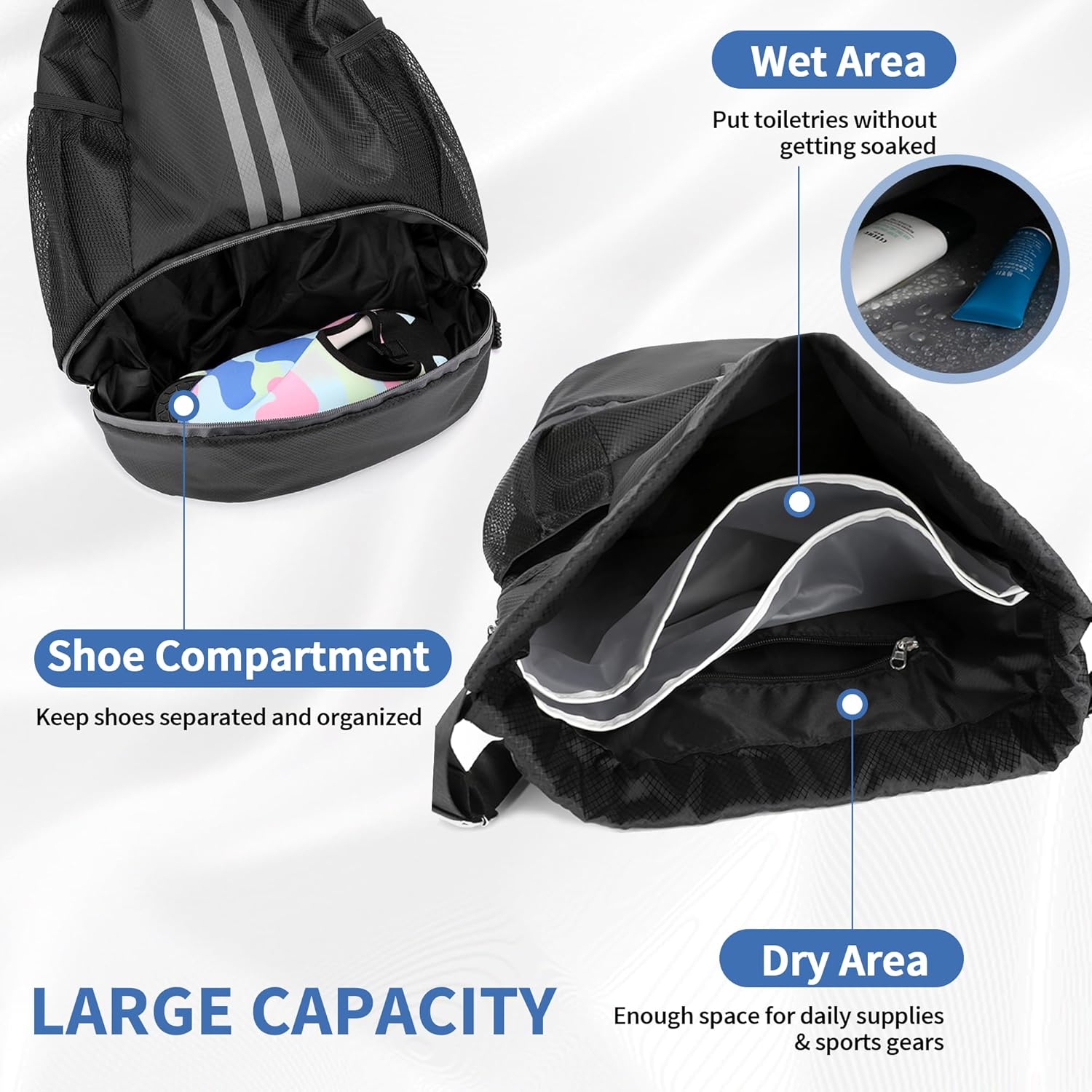 Drawstring Backpack Gym Bag wi - Men'S Shoes Water Resistant 评论和价格